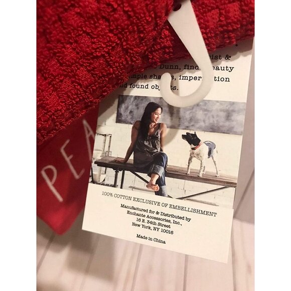 Rae Dunn Christmas Kitchen Towels Set of 2 Red Joy & Peace - NEW - Picture 2 of 2